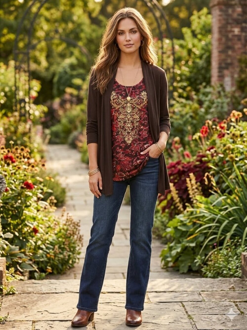 White Stag Two-Piece Mock Layer Cardigan and Tank Set